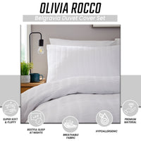 Belgravia White Cotton Rich Duvet Cover Set with Pillowcases Soft Easy Care Modern Quilt Bedding Bed Linen Set by OLIVIA ROCCO Duvet Cover