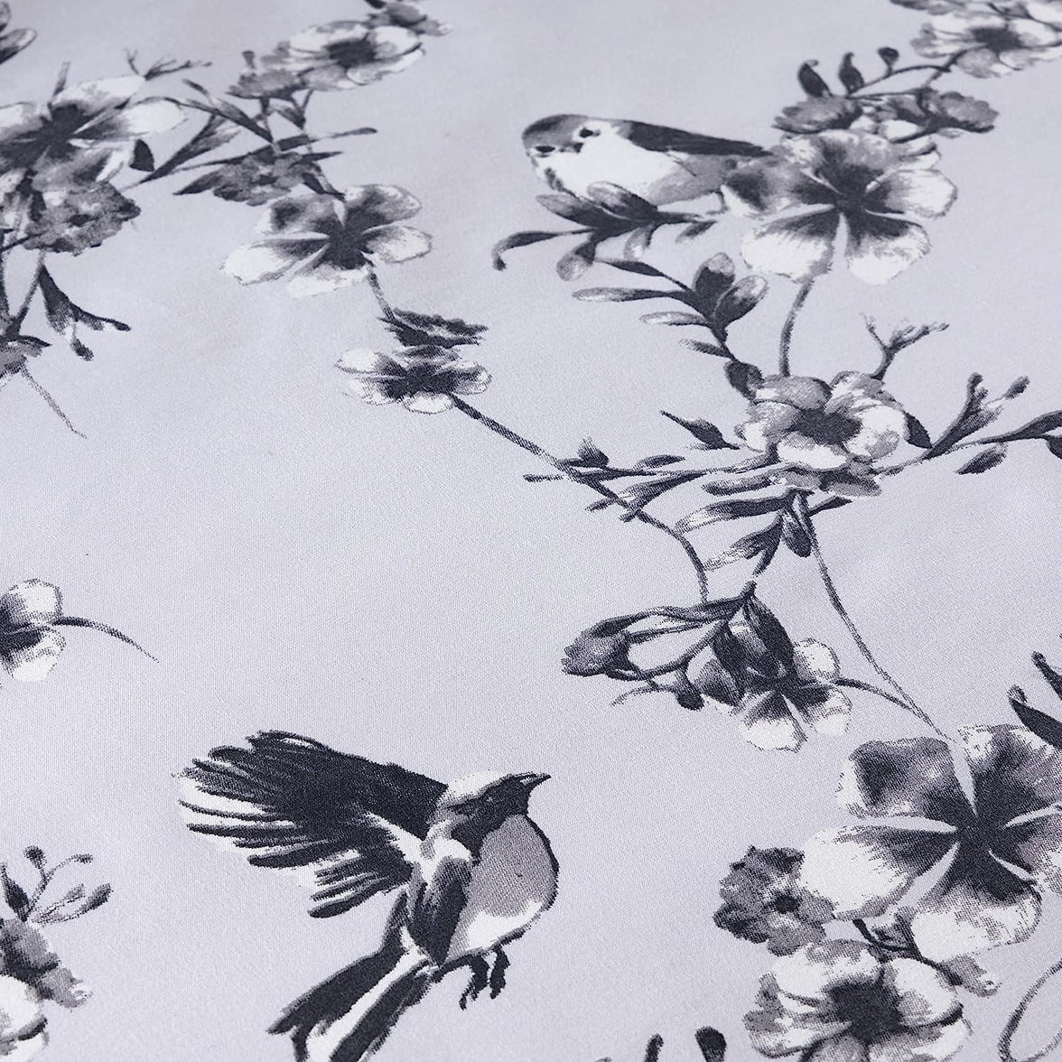 Blossom Grey Reversible Duvet Cover Set Elegant & Comfortable Polyester Blend with Button Closure Available in Single Double King Sizes by OLIVIA ROCCO Duvet Cover