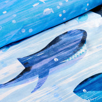 Underwater Sharks and Whales Kids Duvet Cover Set Reversible Soft Cotton Marine Life Bedding with Curtains for Boys and Girls by OLIVIA ROCCO Duvet Cover