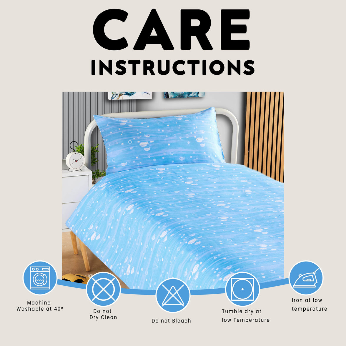 Underwater Sharks and Whales Kids Duvet Cover Set Reversible Soft Cotton Marine Life Bedding with Curtains for Boys and Girls by OLIVIA ROCCO Duvet Cover