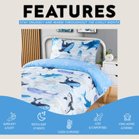 Underwater Sharks and Whales Kids Duvet Cover Set Reversible Soft Cotton Marine Life Bedding with Curtains for Boys and Girls by OLIVIA ROCCO Duvet Cover