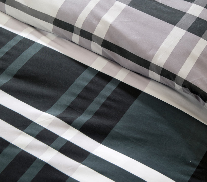 Msdia Set Dylan Check Duvet Cover Set Black Grey | OLIVIA ROCCO