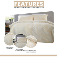 OLIVIA ROCCO Fern - Natural Printed Reversible Duvet Cover Set Quilted Polyester Blend with Button Closure Single Double King Size Duvet Cover