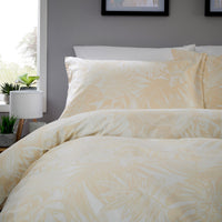 OLIVIA ROCCO Fern - Natural Printed Reversible Duvet Cover Set Quilted Polyester Blend with Button Closure Single Double King Size Duvet Cover