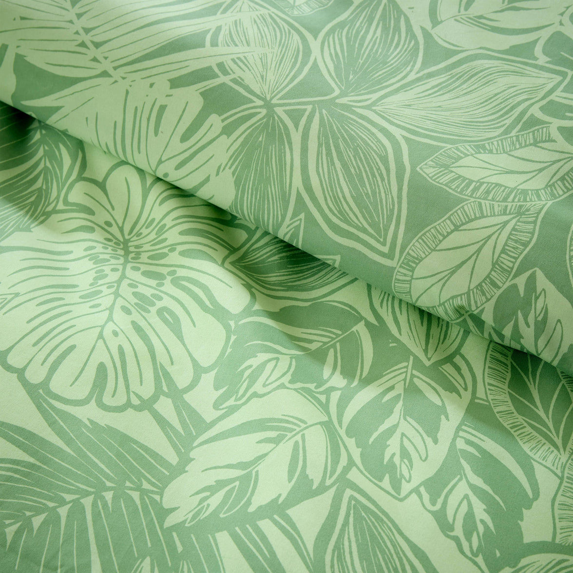 OLIVIA ROCCO Fern - Sage Green Printed Reversible Duvet Cover Set Quilted Polyester Blend with Button Closure Single Double King Size Duvet Cover