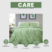 OLIVIA ROCCO Fern - Sage Green Printed Reversible Duvet Cover Set Quilted Polyester Blend with Button Closure Single Double King Size Duvet Cover