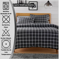 Grey Check Reversible Duvet Cover Set Soft Breathable Durable Polyester Bedding Single Double King by OLIVIA ROCCO Duvet Cover