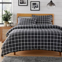 Grey Check Reversible Duvet Cover Set Soft Breathable Durable Polyester Bedding Single Double King by OLIVIA ROCCO SINGLE Duvet Cover