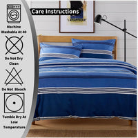 Harlow Stripes Blue Duvet Cover Set with Pillowcases Breathable Polyester Button Closure Bedding Available in Single Double and King Sizes by OLIVIA ROCCO Duvet Cover