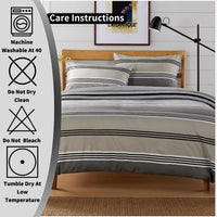 Harlow Stripes Grey Reversible Quilted Duvet Cover Set with Button Closure Available in Single Double King Sizes by OLIVIA ROCCO Duvet Cover