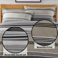 Harlow Stripes Grey Reversible Quilted Duvet Cover Set with Button Closure Available in Single Double King Sizes by OLIVIA ROCCO Duvet Cover
