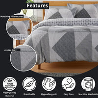Jasper Grey Printed Reversible Quilted Duvet Cover Set with Button Closure in Single Double and King High-Quality Polyester by OLIVIA ROCCO Duvet Cover
