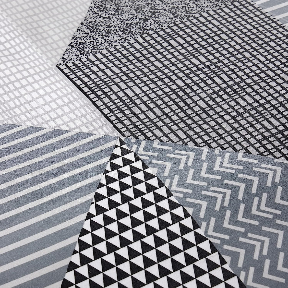 Jasper Grey Printed Reversible Quilted Duvet Cover Set with Button Closure in Single Double and King High-Quality Polyester by OLIVIA ROCCO Duvet Cover
