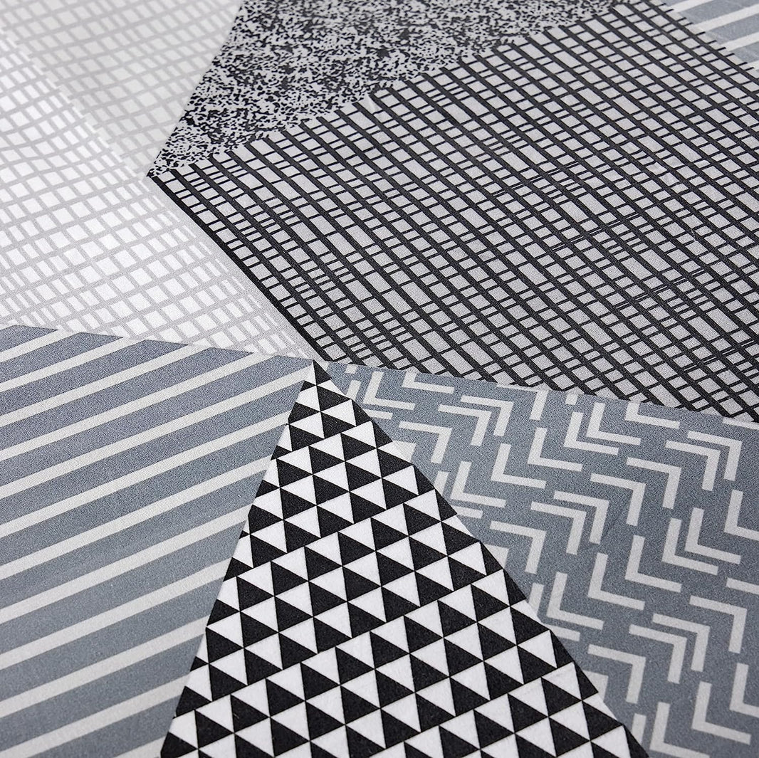Jasper Grey Printed Reversible Quilted Duvet Cover Set with Button Closure in Single Double and King High-Quality Polyester by OLIVIA ROCCO Duvet Cover
