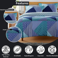 Jasper Teal Durable Printed Duvet Cover Set with Button Closure by OLIVIA ROCCO - Elegant Bedroom Decor in Single, Double, and King Sizes - Premium Polyester Duvet Cover