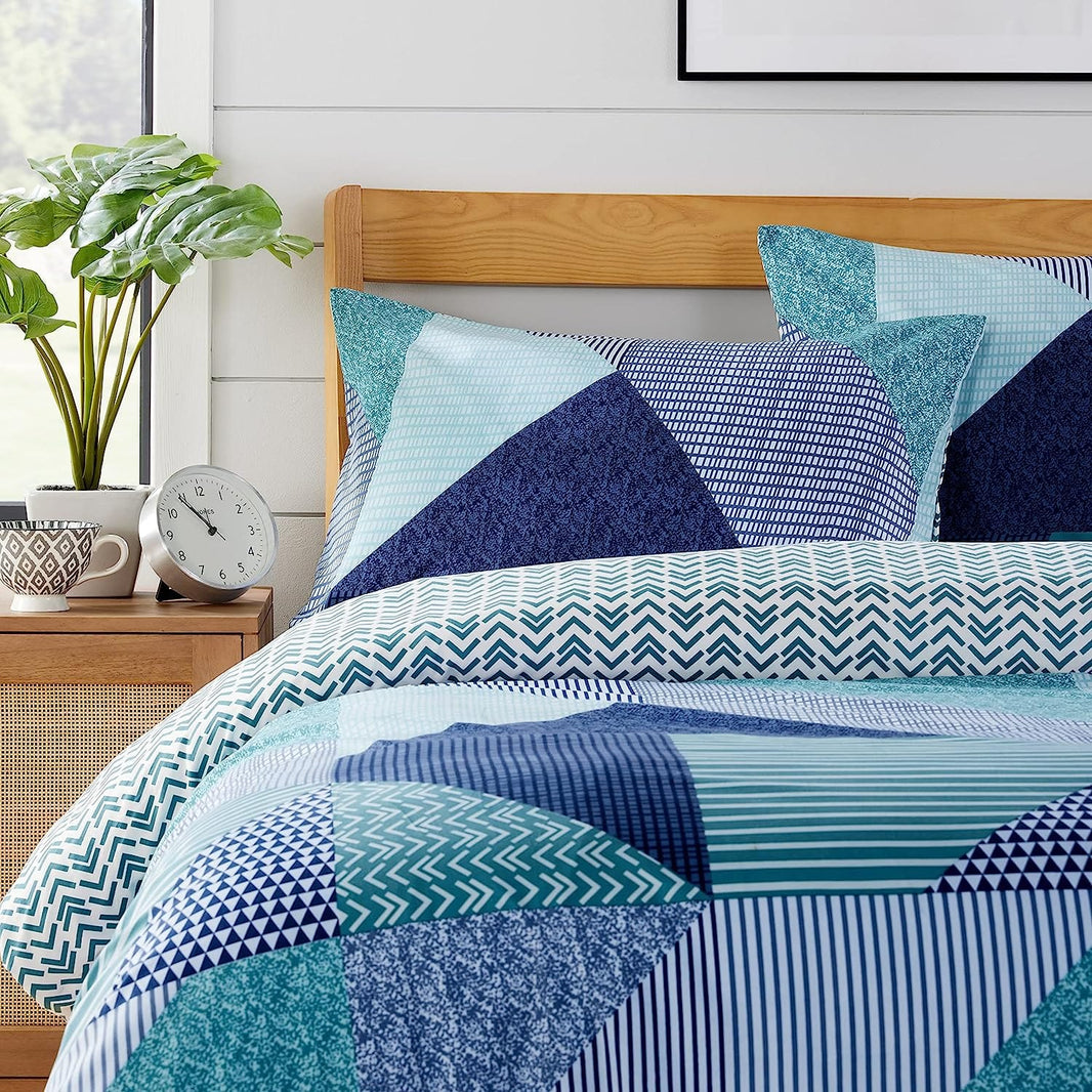 Jasper Teal Durable Printed Duvet Cover Set with Button Closure by OLIVIA ROCCO - Elegant Bedroom Decor in Single, Double, and King Sizes - Premium Polyester Duvet Cover