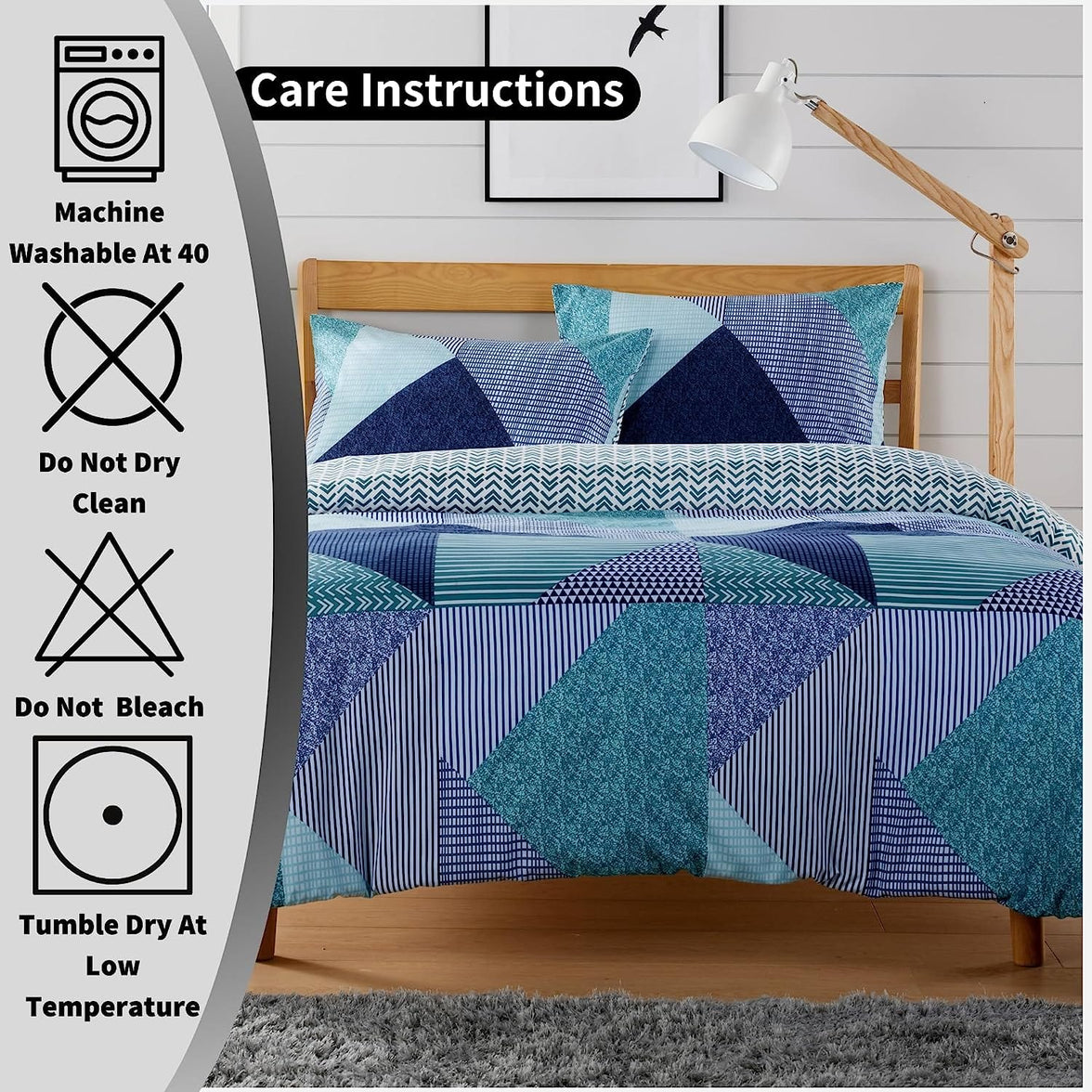 Jasper Teal Durable Printed Duvet Cover Set with Button Closure by OLIVIA ROCCO - Elegant Bedroom Decor in Single, Double, and King Sizes - Premium Polyester Duvet Cover