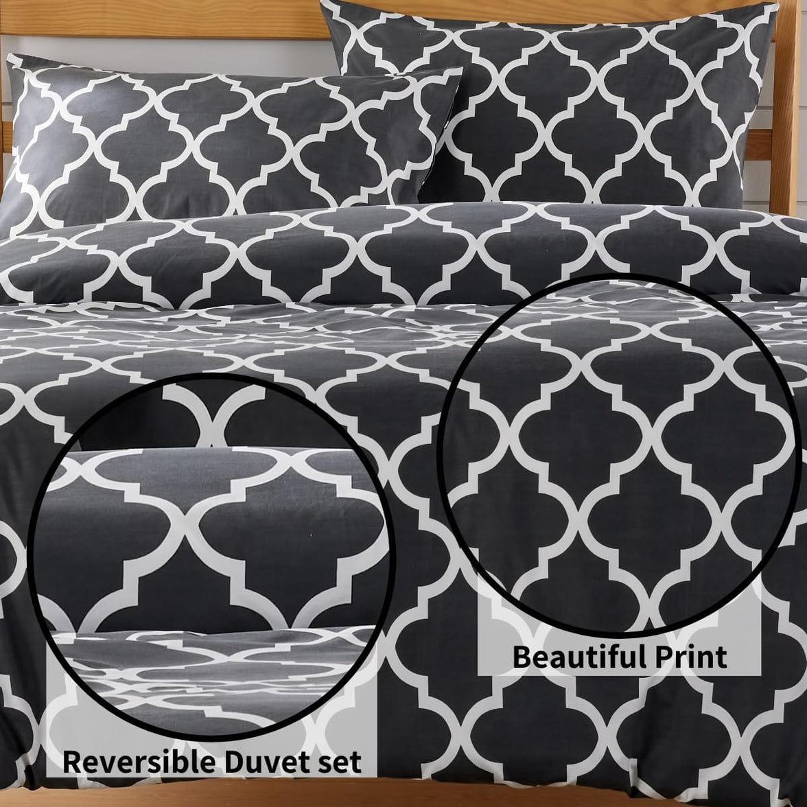 Marrakesh Grey Printed Duvet Cover Set Luxurious Easy Care Polyester Blend Bedding with Pillowcases for Master Bedroom Guest Rooms Dorms Durable and Comfortable by OLIVIA ROCCO Duvet Cover