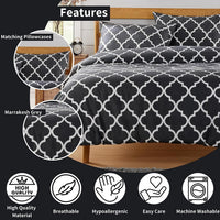 Marrakesh Grey Printed Duvet Cover Set Luxurious Easy Care Polyester Blend Bedding with Pillowcases for Master Bedroom Guest Rooms Dorms Durable and Comfortable by OLIVIA ROCCO Duvet Cover