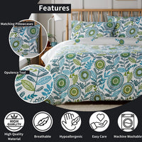 Opulence Teal Printed Reversible Duvet Cover Set with Button Closure Luxurious Bedding in Single Double King Sizes by OLIVIA ROCCO Duvet Cover