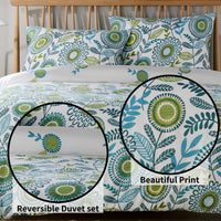 Opulence Teal Printed Reversible Duvet Cover Set with Button Closure Luxurious Bedding in Single Double King Sizes by OLIVIA ROCCO Duvet Cover