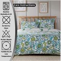 Opulence Teal Printed Reversible Duvet Cover Set with Button Closure Luxurious Bedding in Single Double King Sizes by OLIVIA ROCCO Duvet Cover