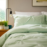 Pintuck Sage Green Cotton Rich Duvet Cover Set with Pillowcases Soft Breathable Easy Care Bedding Set Quilt Cover by OLIVIA ROCCO Duvet Cover