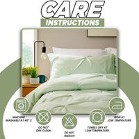 Pintuck Sage Green Cotton Rich Duvet Cover Set with Pillowcases Soft Breathable Easy Care Bedding Set Quilt Cover by OLIVIA ROCCO Duvet Cover