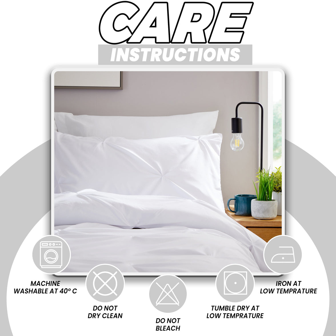 Pintuck White Cotton Rich Duvet Cover Set with Pillowcases Soft Breathable Easy Care Bedding Set Quilt Cover by OLIVIA ROCCO Duvet Cover