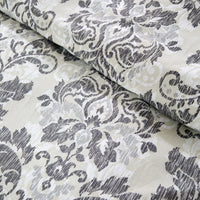 OLIVIA ROCCO Regal Damask Grey Green Printed Reversible Duvet Cover Set Quilted Microfibre Blend with Button Closure Single Double King Size Duvet Cover