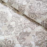 OLIVIA ROCCO Regal Damask Natural Brown Printed Reversible Duvet Cover Set Quilted Microfibre Blend with Button Closure Single Double King Size Duvet Cover