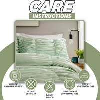 Ruched Sage Green Cotton Rich Duvet Cover Set with Pillowcases Ruffle Bedding Super Soft Easy Care Quilt Bed Linen by OLIVIA ROCCO Duvet Cover