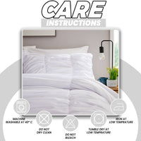 Ruched White Cotton Rich Duvet Cover Set with Pillowcases Ruffle Bedding Super Soft Easy Care Quilt Bed Linen by OLIVIA ROCCO Duvet Cover