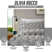 Soho Grey Cotton Rich Duvet Cover Set with Pillowcases Quilted Super Soft Easy Care Bedding Bed Linen Set by OLIVIA ROCCO Duvet Cover