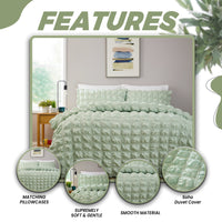 Soho Sage Green Cotton Rich Duvet Cover Set with Pillowcases Quilted Super Soft Easy Care Bedding Bed Linen Set by OLIVIA ROCCO Duvet Cover
