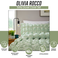 Soho Sage Green Cotton Rich Duvet Cover Set with Pillowcases Quilted Super Soft Easy Care Bedding Bed Linen Set by OLIVIA ROCCO Duvet Cover