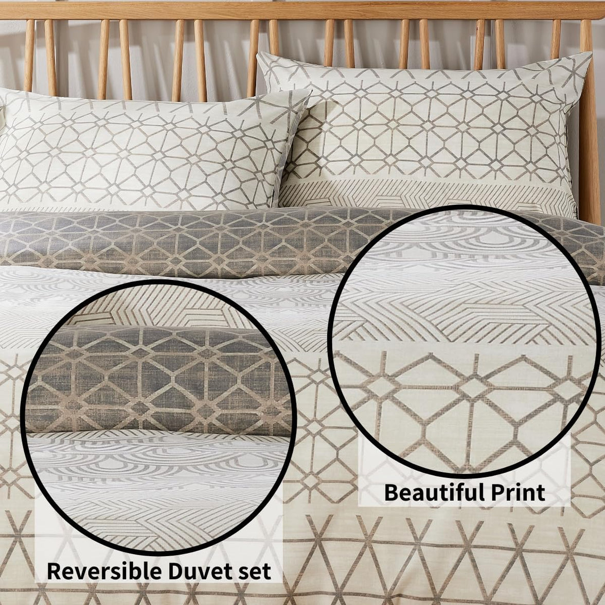 Versailles Natural Floral Reversible Quilted Duvet Cover Set with Button Closure in Single Double King Sizes by OLIVIA ROCCO Duvet Cover