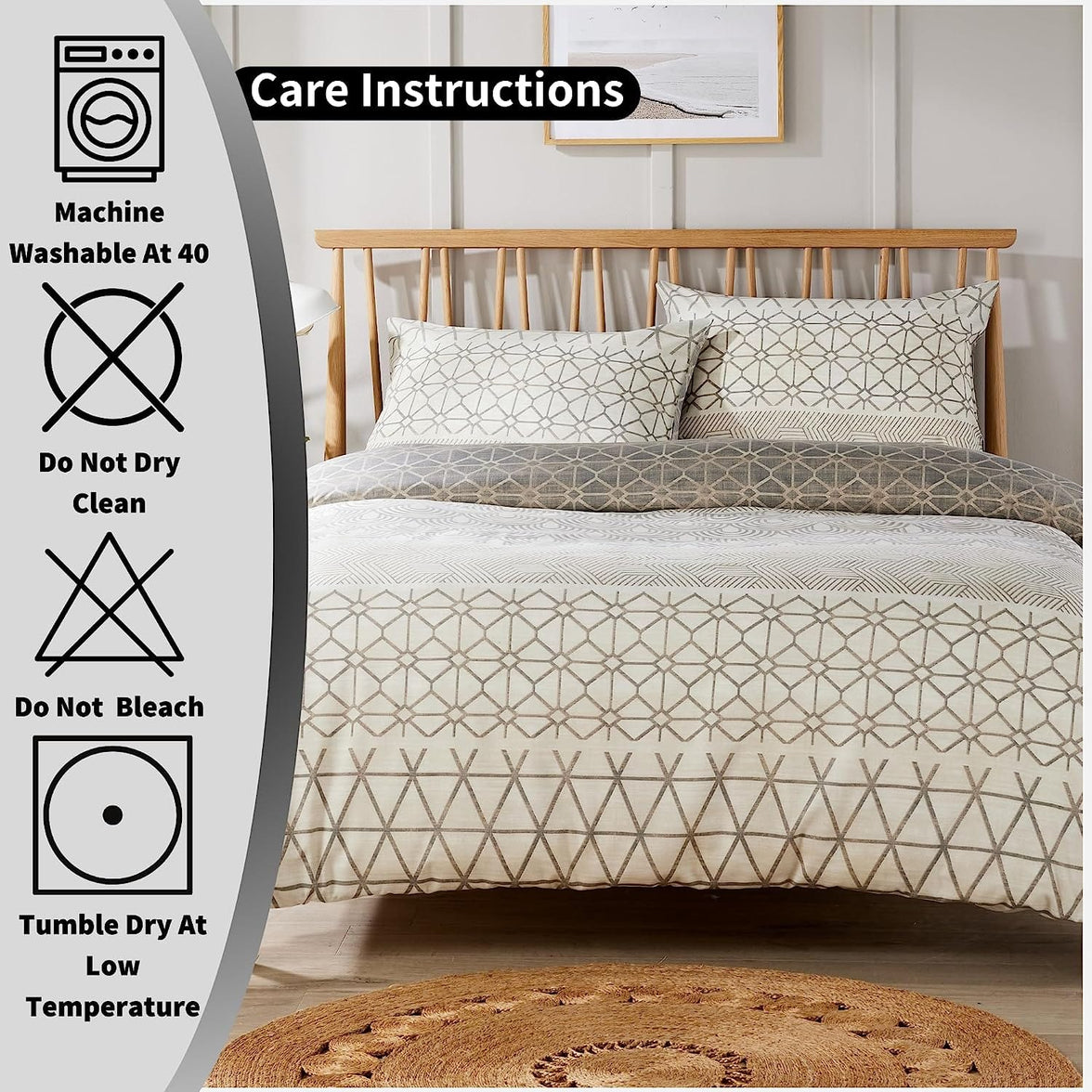 Versailles Natural Floral Reversible Quilted Duvet Cover Set with Button Closure in Single Double King Sizes by OLIVIA ROCCO Duvet Cover