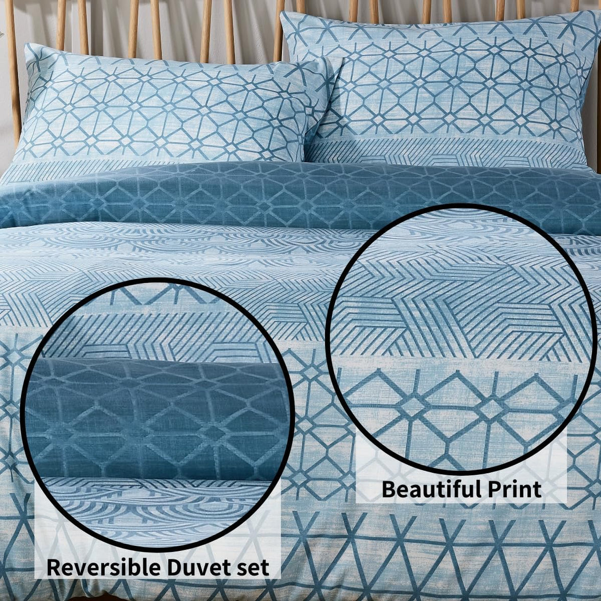 Versailles Teal Elegant Printed Duvet Cover Set Reversible Quilted Bedding with Pillowcases Breathable Polyester Blend for King Double Single Sizes by OLIVIA ROCCO Duvet Cover