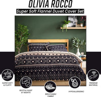 OLIVIA ROCCO Oslo Black Flannel Duvet Cover Set With Pillowcases Designed In England Super Soft Multiple Sizes Available Duvet Cover