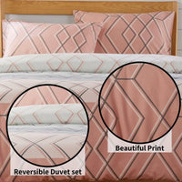Havanna Geo Reversible Luxury Cotton Blend Duvet Cover Set with Pillowcases in Pink and Teal Single Double King by OLIVIA ROCCO Duvet Cover