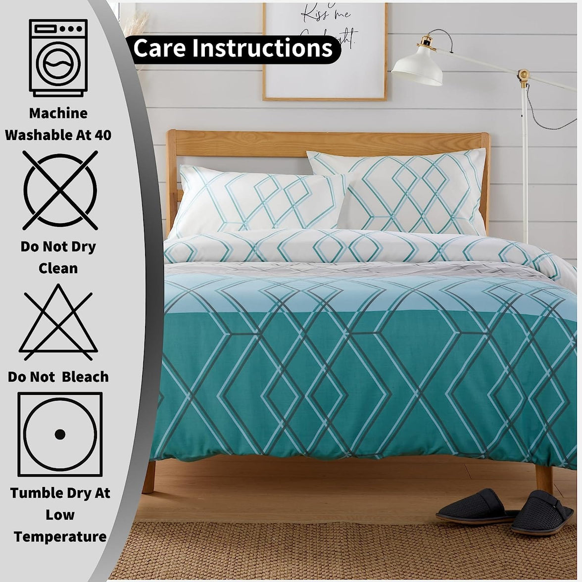 Havanna Geo Reversible Luxury Cotton Blend Duvet Cover Set with Pillowcases in Pink and Teal Single Double King by OLIVIA ROCCO Duvet Cover