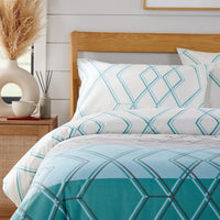 Havanna Geo Reversible Luxury Cotton Blend Duvet Cover Set with Pillowcases in Pink and Teal Single Double King by OLIVIA ROCCO Duvet Cover