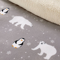 Polar Bear and Penguin Teddy Fleece Duvet Set with Reversible Sherpa Fur Winter Bedding Available in Single Double King Sizes by OLIVIA ROCCO Duvet Cover