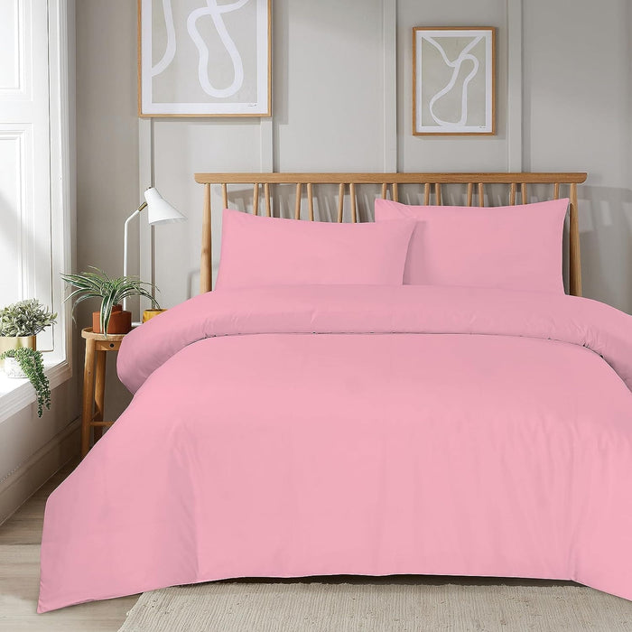 Plain Dye Luxurious Super Soft Duvet Set with Zipper Closure Easy Care Bed Linen in Various Sizes and Colours by OLIVIA ROCCO SINGLE / BLUSH PINK Duvet Cover