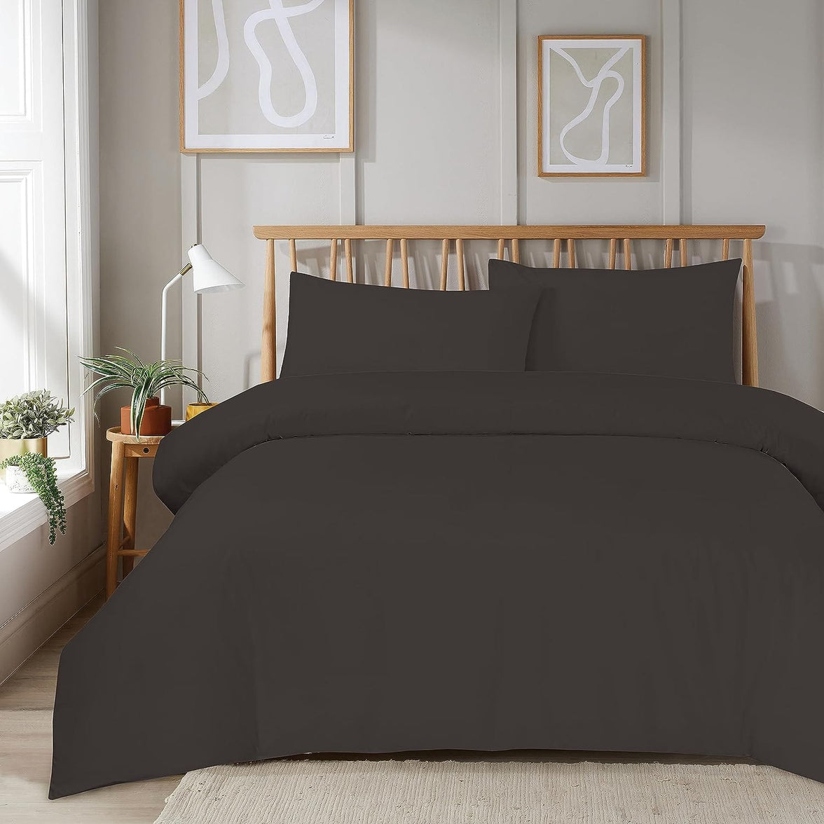 Plain Dye Luxurious Super Soft Duvet Set with Zipper Closure Easy Care Bed Linen in Various Sizes and Colours by OLIVIA ROCCO SINGLE / GREY Duvet Cover