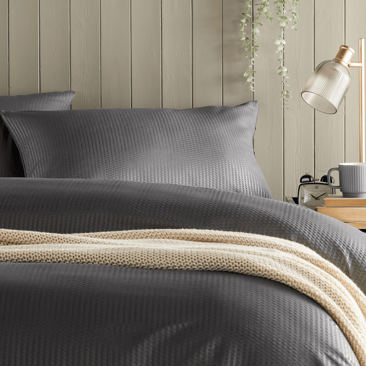 Monaco Seersucker Duvet Cover Set Super Soft Durable Bedding with Pillowcases Grey and White Single Double King by OLIVIA ROCCO Duvet Cover