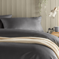Monaco Seersucker Duvet Cover Set Super Soft Durable Bedding with Pillowcases Grey and White Single Double King by OLIVIA ROCCO Duvet Cover