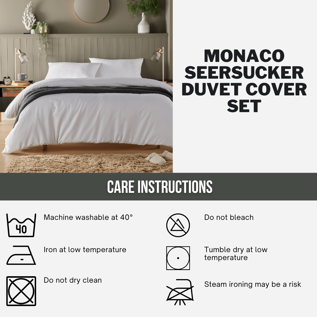 Monaco Seersucker Duvet Cover Set Super Soft Durable Bedding with Pillowcases Grey and White Single Double King by OLIVIA ROCCO Duvet Cover