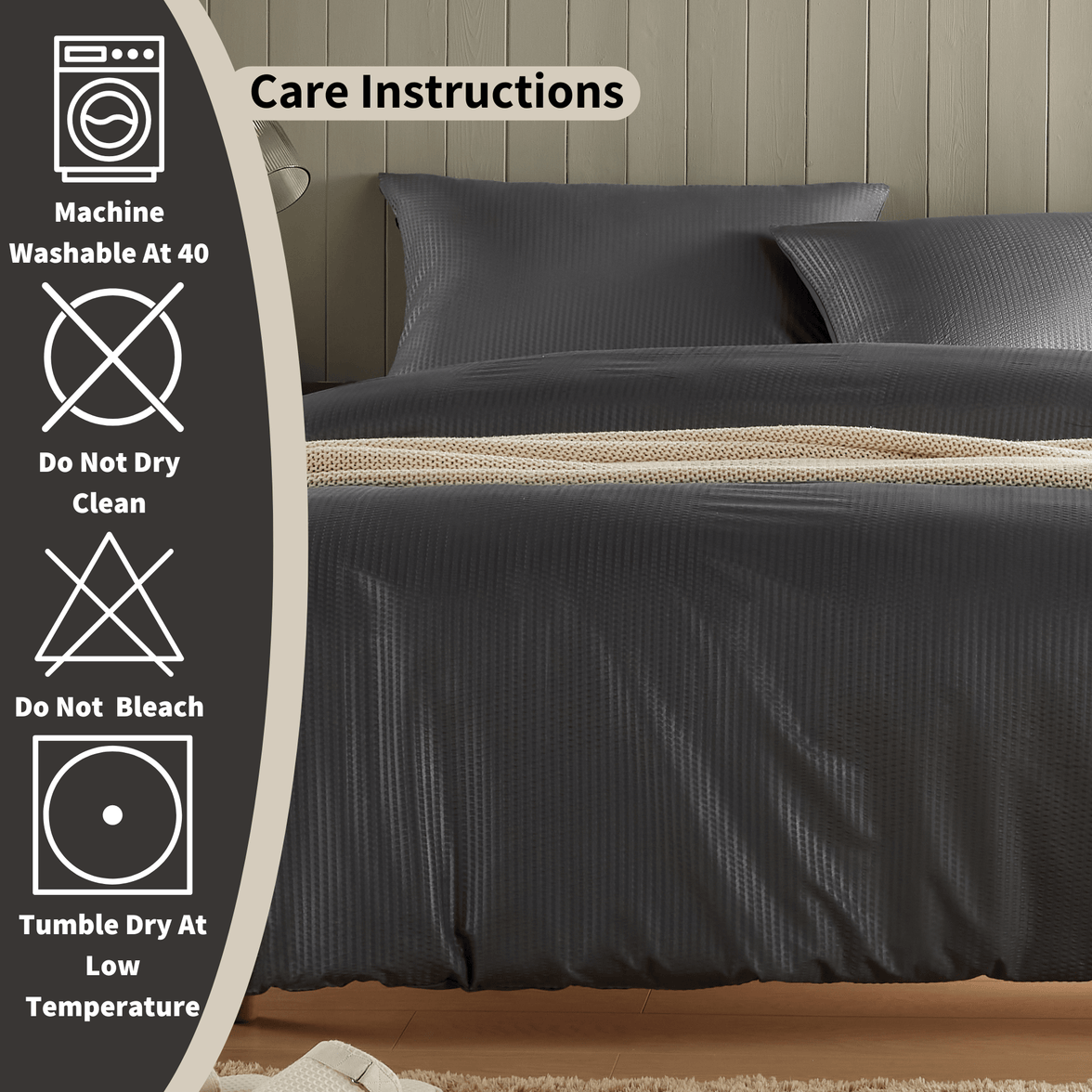 Monaco Seersucker Duvet Cover Set Super Soft Durable Bedding with Pillowcases Grey and White Single Double King by OLIVIA ROCCO Duvet Cover